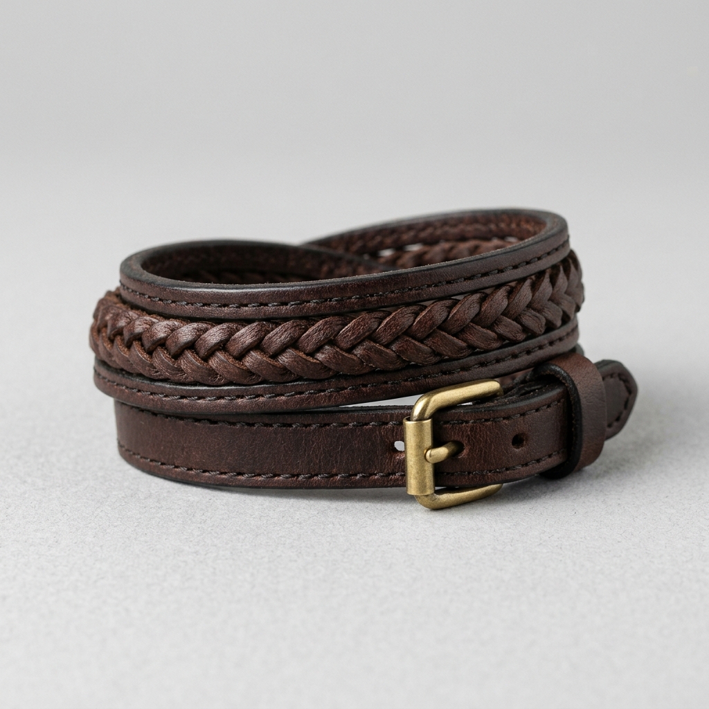 Devaro "Nautilus" Triple-Braided Espresso Italian Leather Bracelet - Image 3
