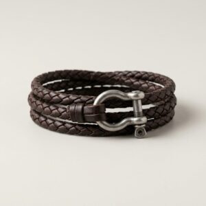 Devaro "Nautilus" Triple-Braided Espresso Italian Leather Bracelet