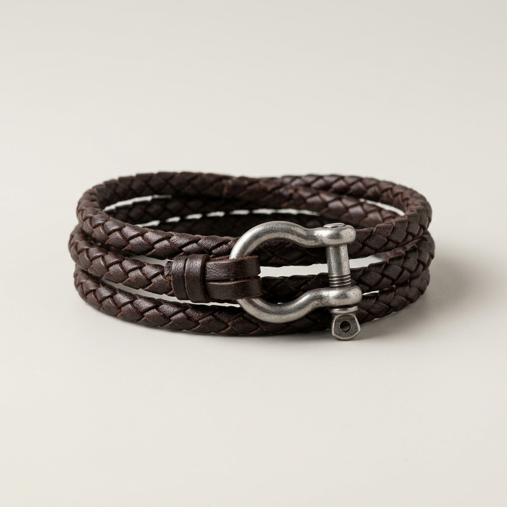 Devaro Nautilus handmade braided leather bracelet