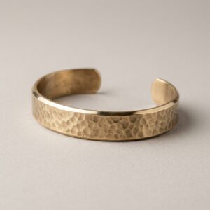 Devaro "Atlas" Hand-Hammered Solid Raw Brass Open Cuff Bracelet